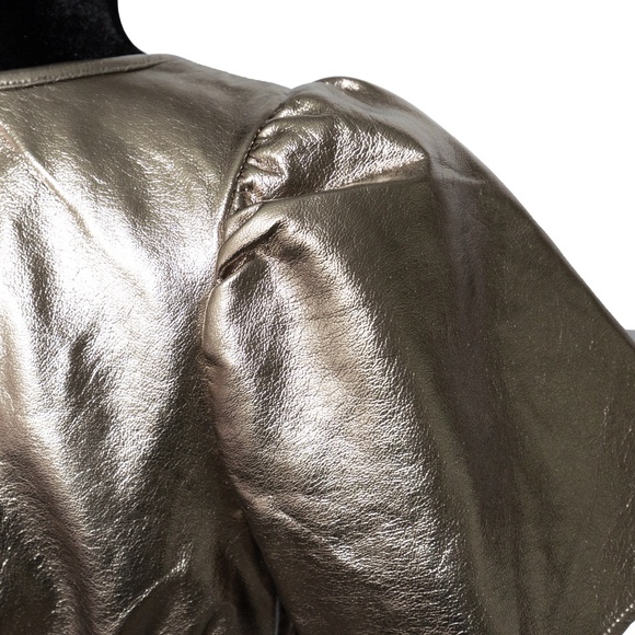 ANTHROPOLOGIE The Somerset Mini Dress: Metallic Faux Leather Edition NWOT - Picture 9 of 14